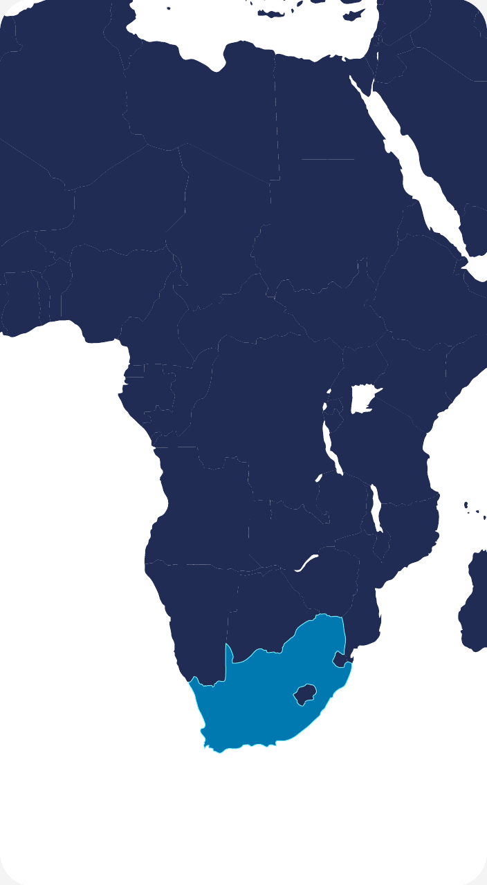 Map of Africa with South Africa highlighted